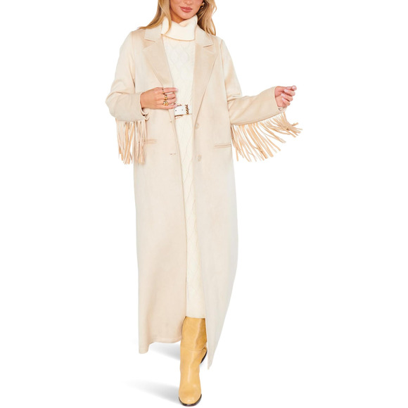 Show Me Your Mumu 'Sierra' White Polyester Fringe Maxi Jacket Size XS
